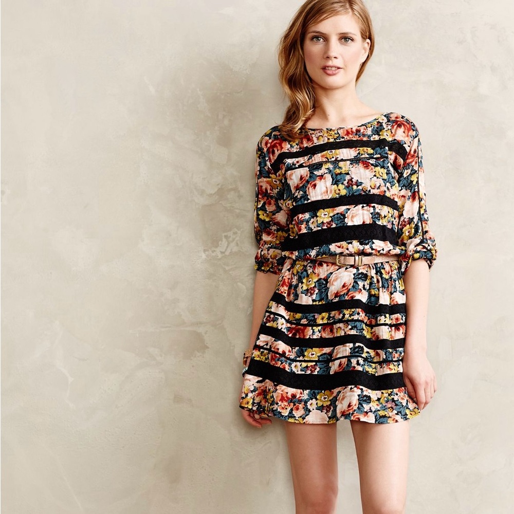 Anthropologie Floral & Lace Dress with slip